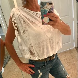 See through lace crop xs